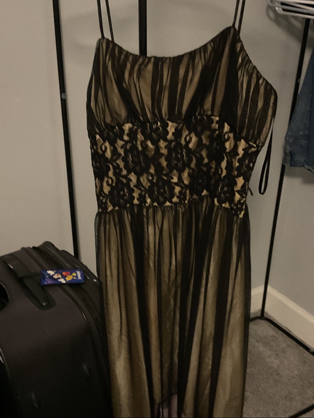 connected apparel Black and Gold Strapless Evening Dress